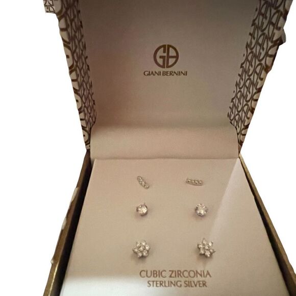 NIB Giani Bernini cubic zirconia sterling silver earring set - Picture 1 of 4
